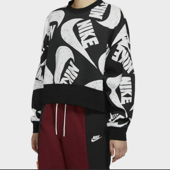 Nike Women's Plus Icon Clash Pullover Crew Sweater (Black/White, 2X) - Picture 3 of 6